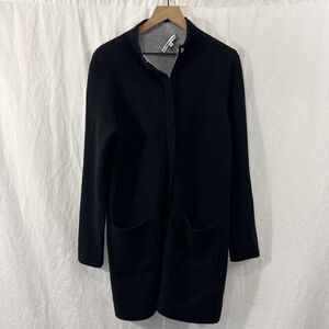 The Cashmere Project Sz M Black Full Zip Longline Cashmere Sweater Pockets